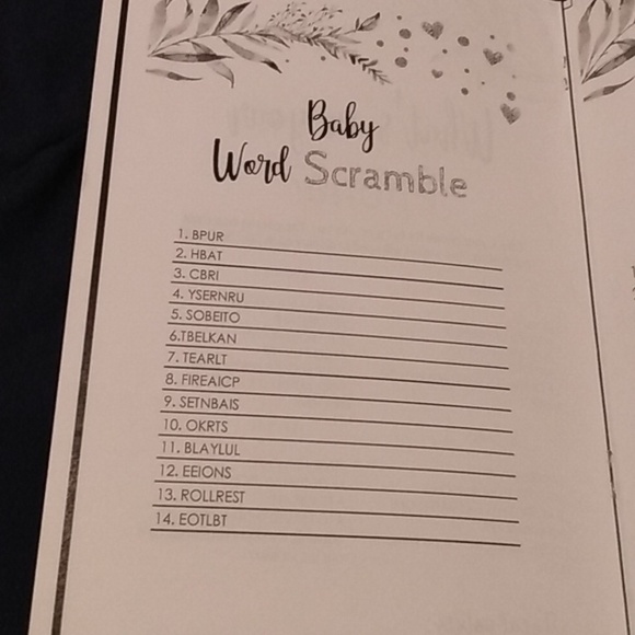 6 Baby shower game booklets a 6 cup cake toppers,and 1 emoji answer booklet - Picture 3 of 5